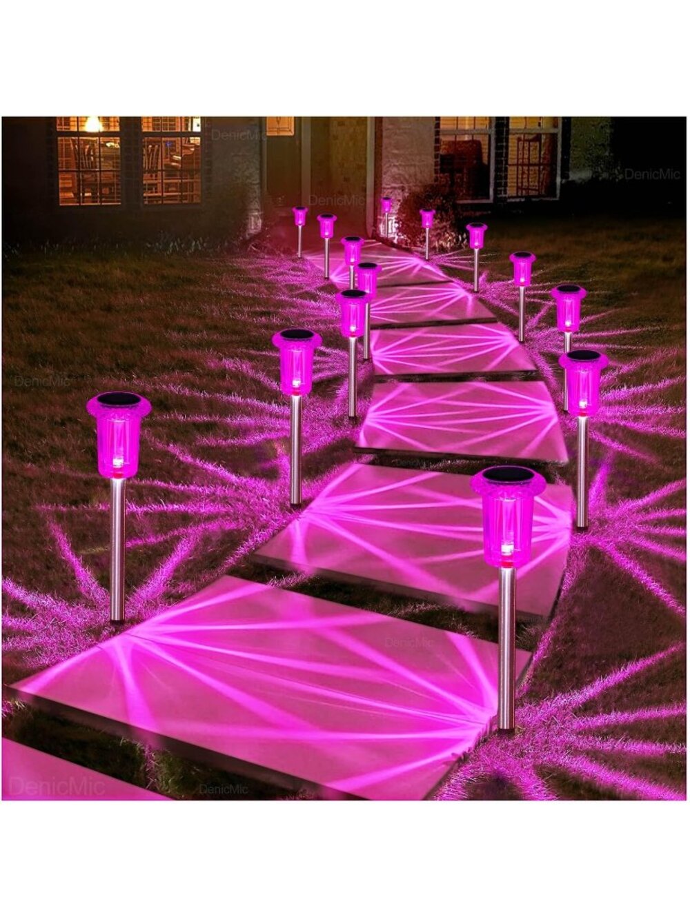 10 Pack Pink Solar Outdoor Lights LED Valentines/Mothers Day Halloween Decor